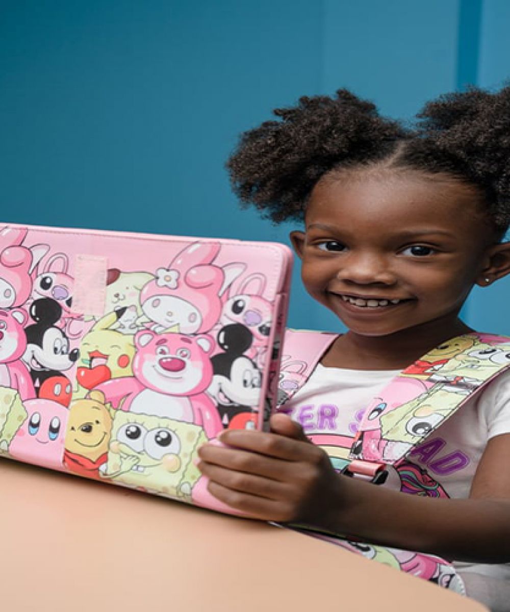 Kids Pink Tablet Pack Cartoon 10 inch x 6 7/8 inch